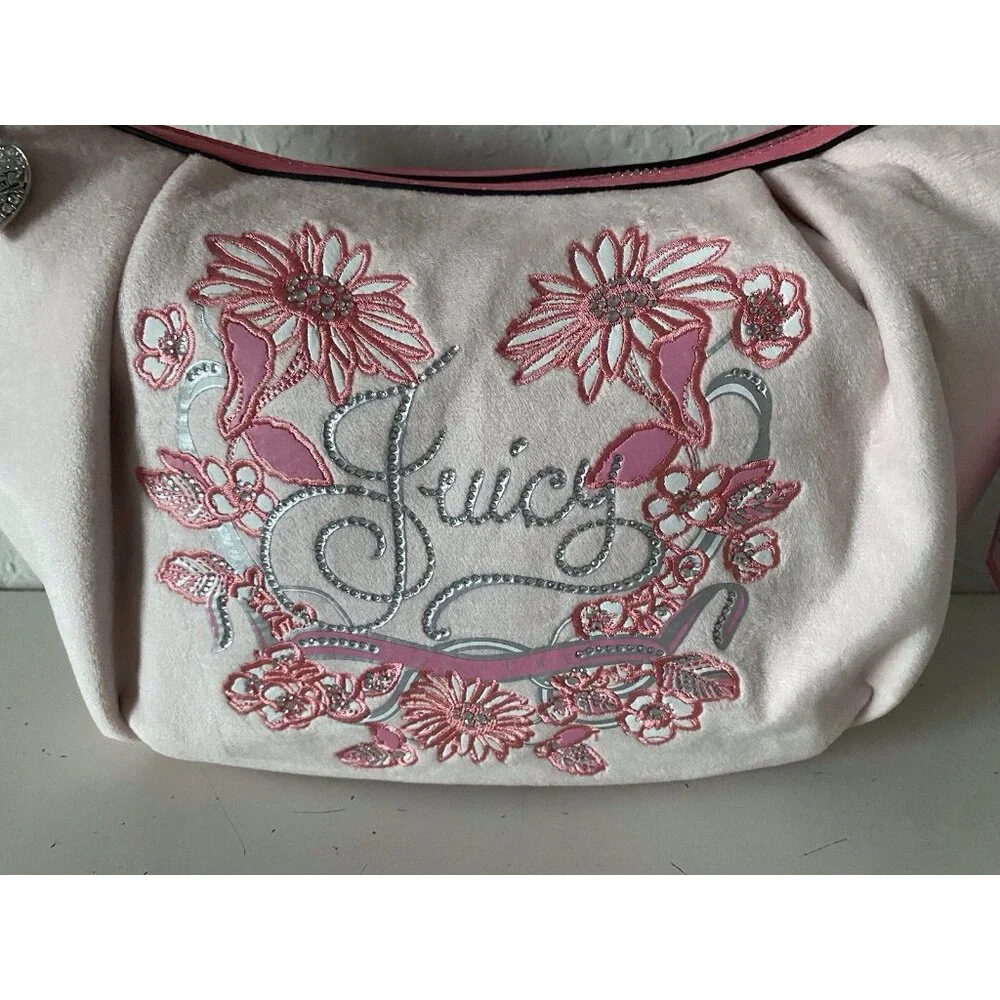 Juicy Couture Juicy In Bloom Hobo Shoulder Bag Purse Powder Blush‎ Pink Floral